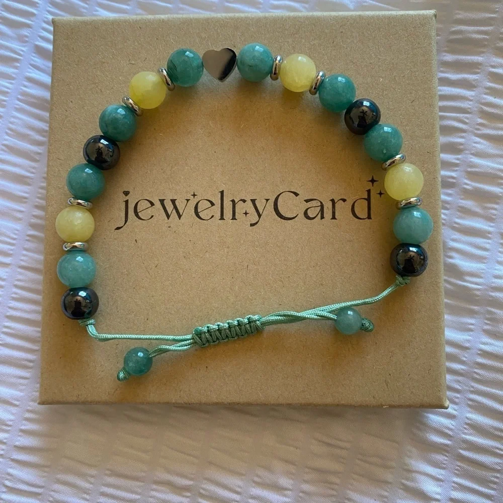 Green and Yellow Jade Beaded Bracelet fits up to 8” inches